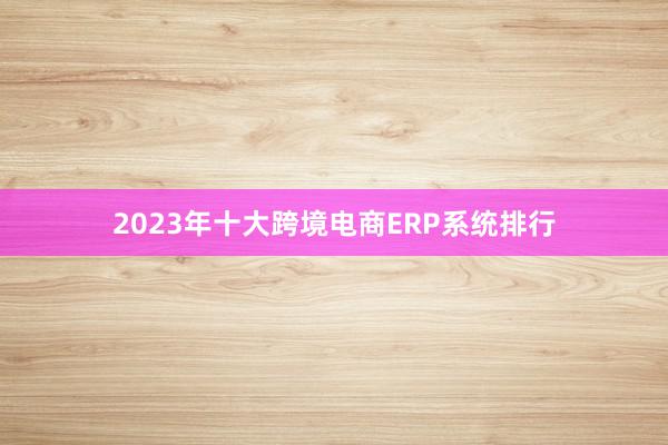2023年十大跨境电商ERP系统排行