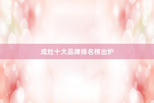 成灶十大品牌排名榜出炉